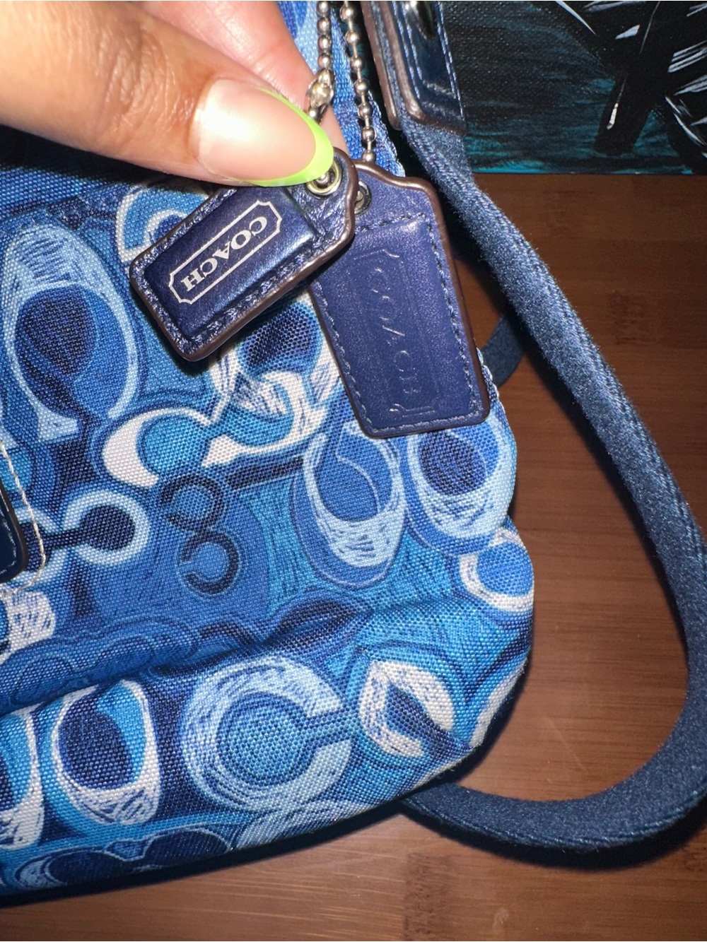 Coach Blue Signature Print Crossbody with Navy Trim - Picture 6 of 7